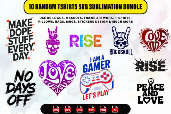 10 Random T-Shirts SVG Sublimation