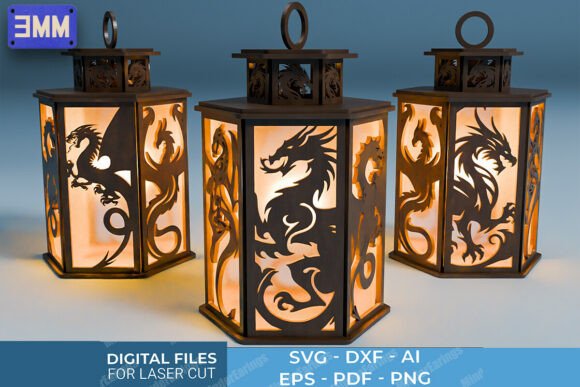 3D Dragon Lantern Laser Cut Files
