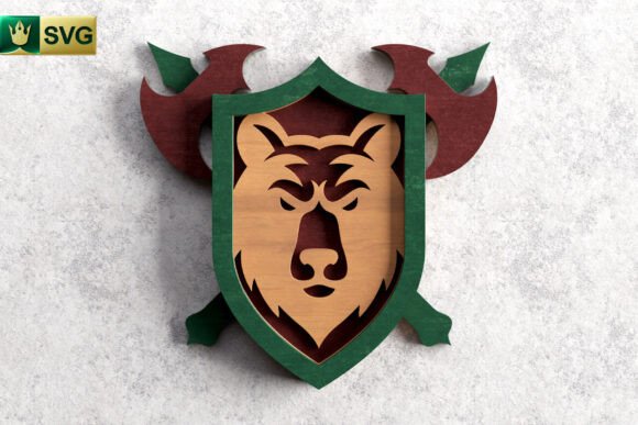 Bear Shield 3D Layered SVG Fantasy Cut