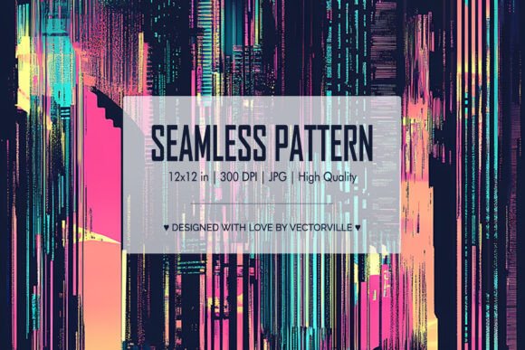Cyberpunk City Glitch Abstract Pattern: A Fusion of Digital Distortion and Urban Vibe