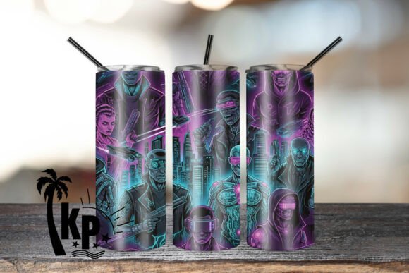 Cyberpunk City Tumbler Wrap PNG: A Digital Design for the Dystopian Aesthetic