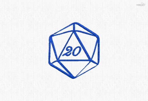 D20 Natural 20 Machine Embroidery Design