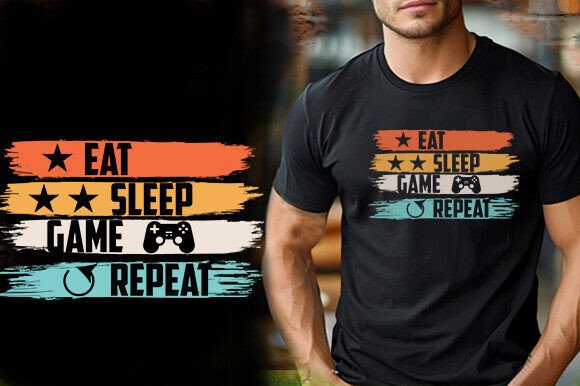 EAT SLEEP GAME REPEAT TSHIRT DESIGN
