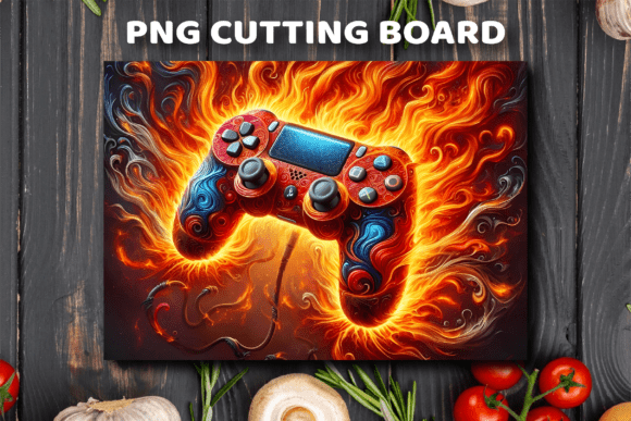 Fire Burst Gaming Console Cutting Board