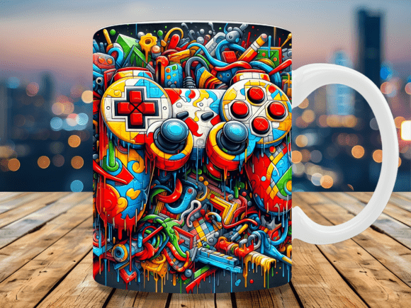 Graffiti Gaming Controller Mug Wrap