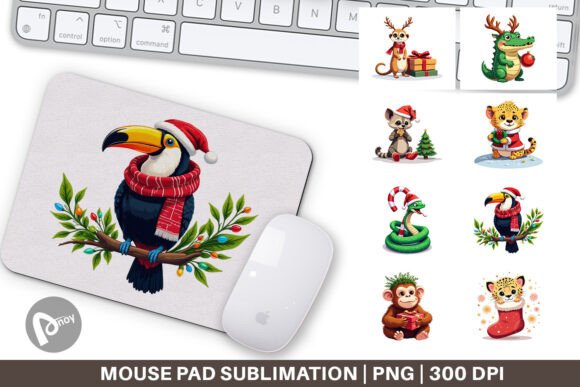 Mouse Pad Christmas Jungle Animals