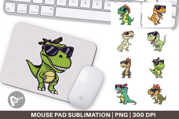 Mouse Pad Dino with Sunglasses