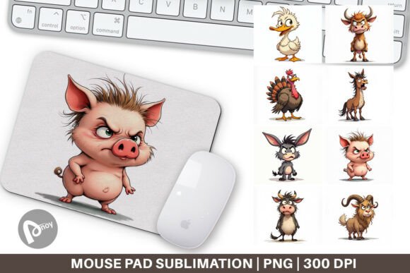 Mouse Pad Grumpy Farm Animals