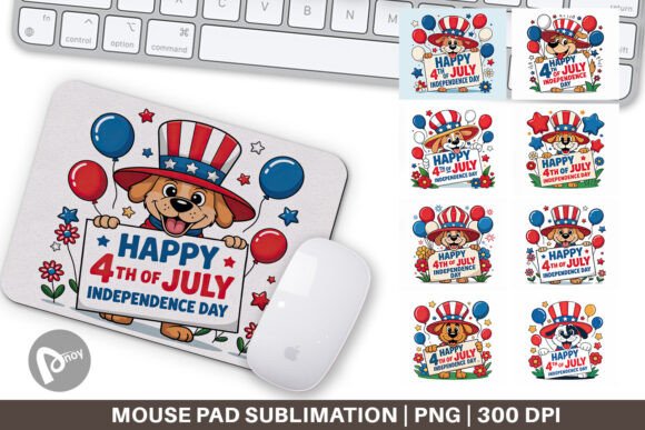 Mouse Pad Happy 4th of July Dog