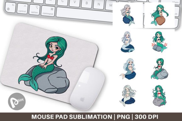 Mouse Pad Mermaid on Rock