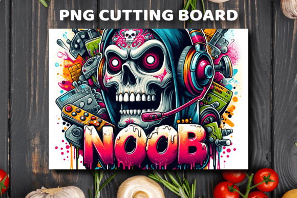 Noob Skull Gaming Quote Cutting Board: A Unique Addition to Your Kitchen