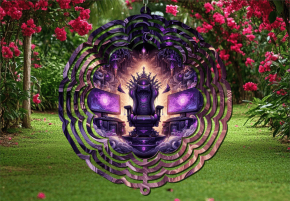 Purple Gothic Gaming Throne Wind Spinner: A Unique Addition to Your Outdoor Space