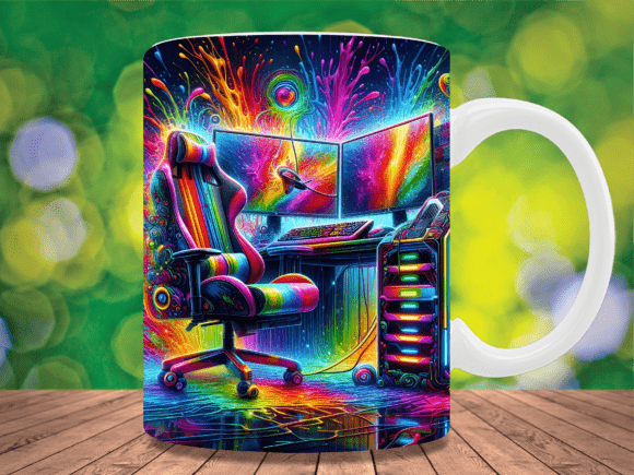Rainbow Paint Splash Gaming Mug Wrap